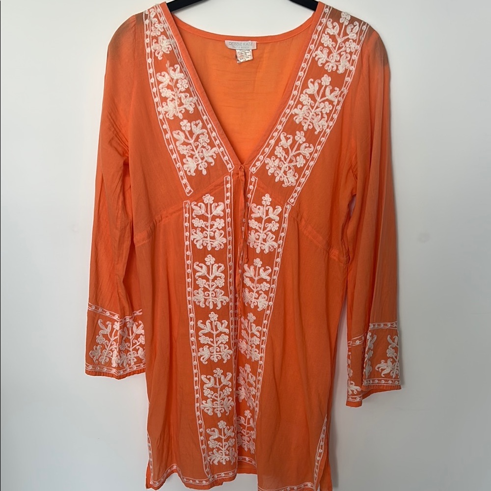 Debbie Katz South Beach Embroidered Orange Beach coverup